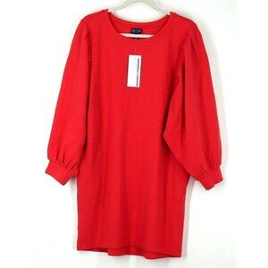 NWT SCOOP Balloon Sleeve Shirt Dress Neon Orange Small